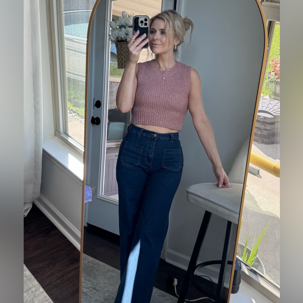 Sleeveless Cropped Knit Tank Top in Dusty Rose - Picture 11 of 11